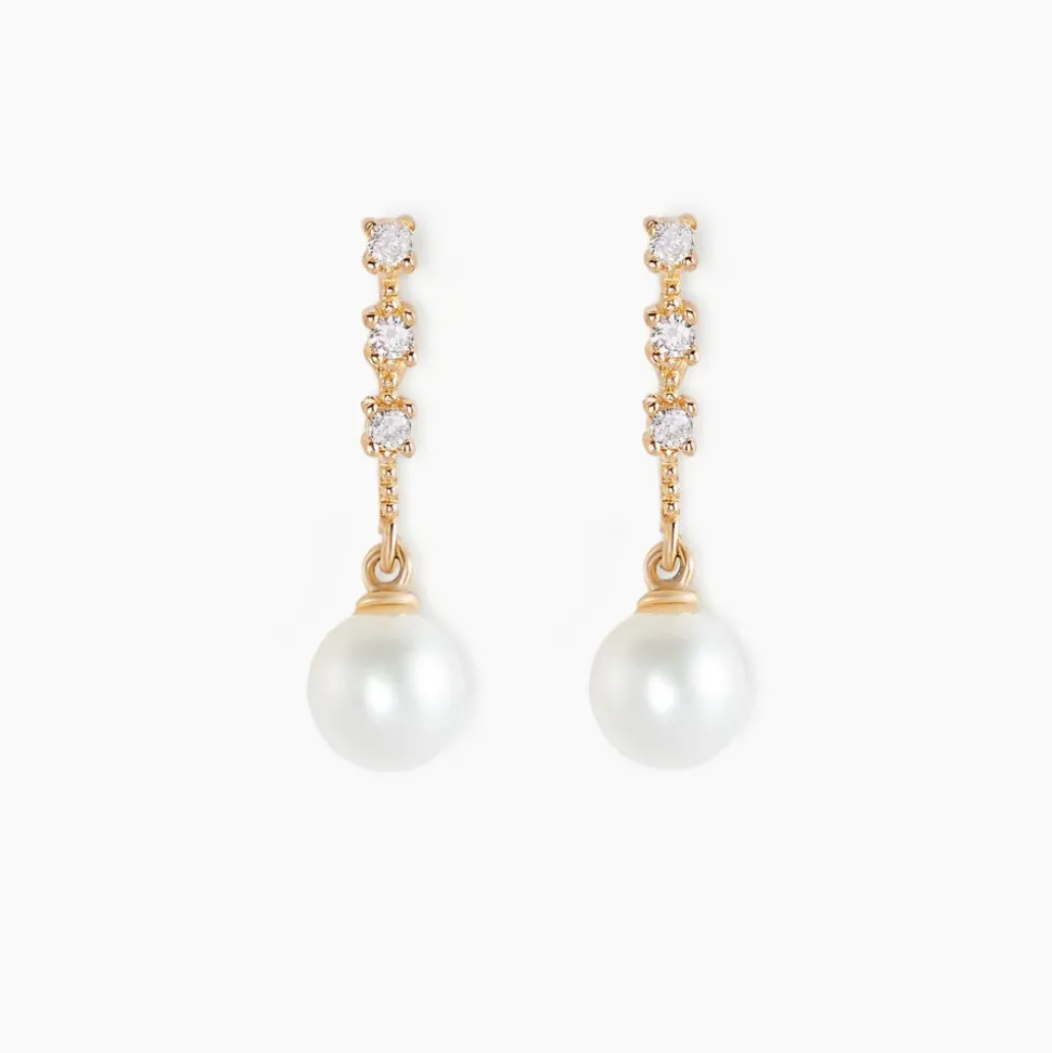 Boucles D'oreilles Pendantes Louise-marie Or Jaune Perle De Culture