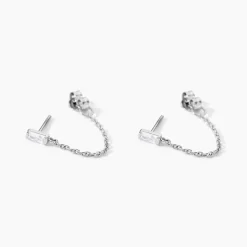 Boucles D'Oreilles Pendantes Manuelita Argent Blanc Oxyde De Zirconium