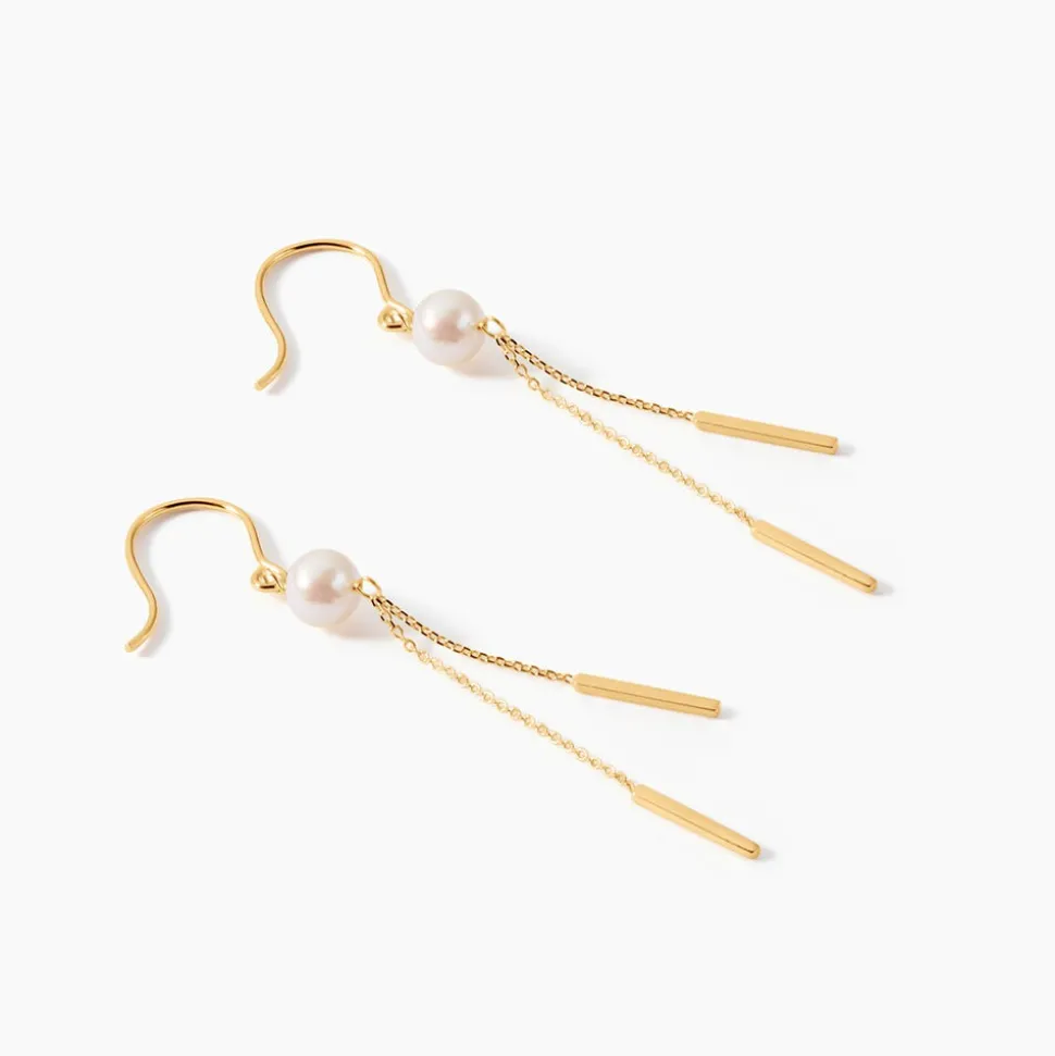 Boucles D'oreilles Pendantes Salman Or Jaune Perle De Culture
