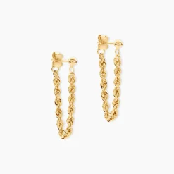 Boucles D'oreilles Pendantes Cordelia Corde Or Jaune