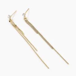 Boucles D'oreilles Pendantes Carrine Or Jaune Oxyde De Zirconium