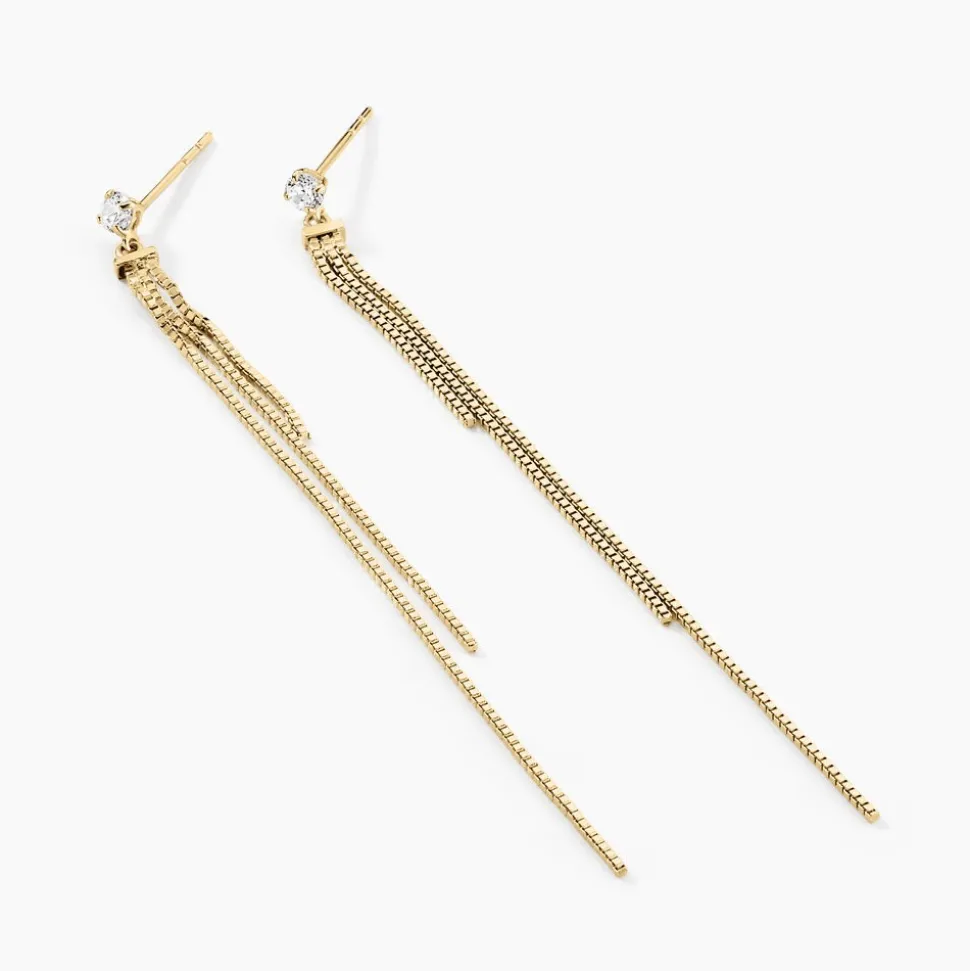 Boucles D'oreilles Pendantes Carrine Or Jaune Oxyde De Zirconium