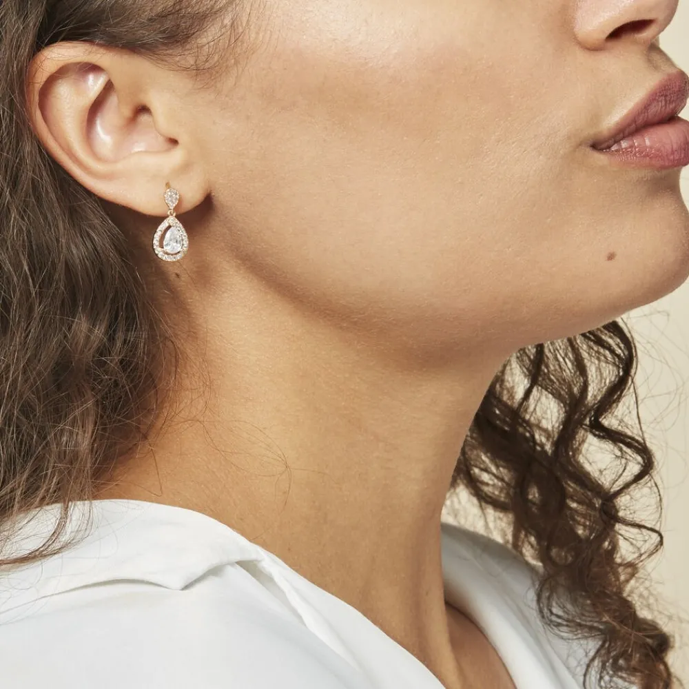 Boucles D'oreilles Pendantes Brigita Plaqué Or Jaune Oxyde|Marc Orian Outlet