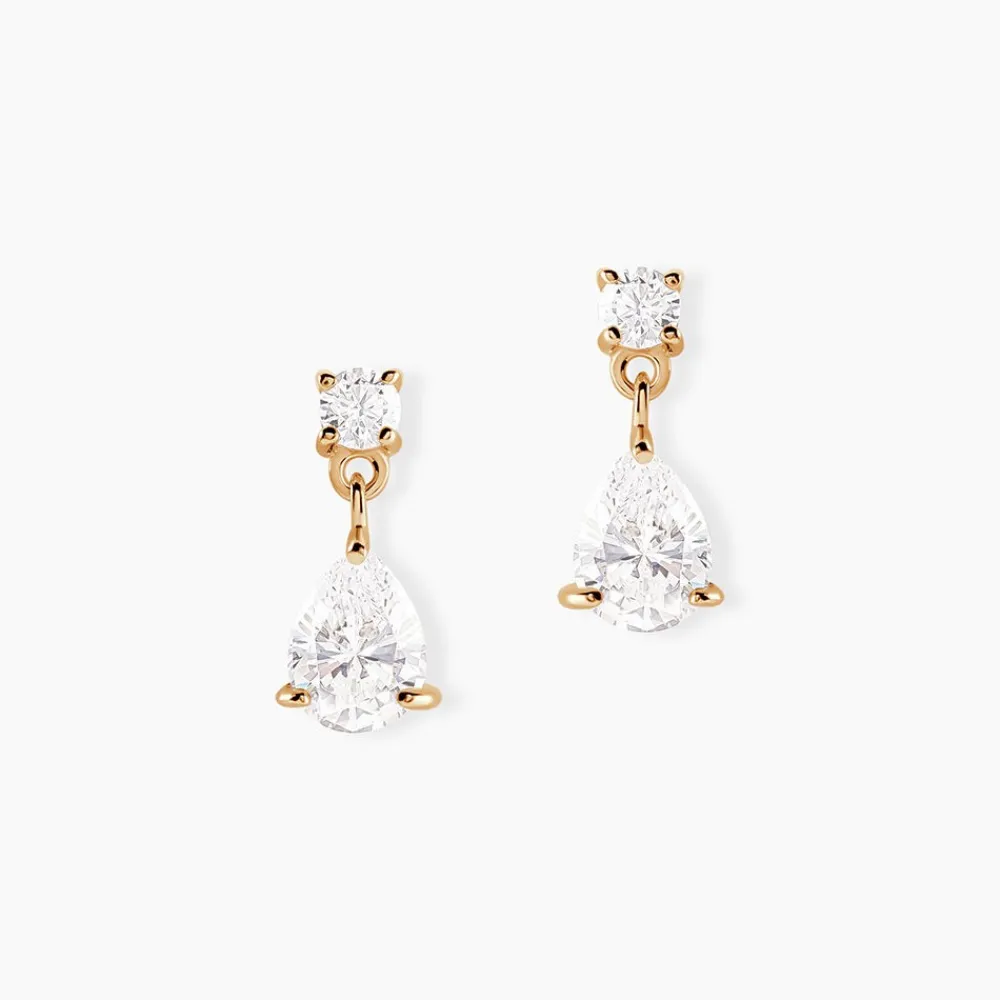 Boucles D'oreilles Pendantes Josephine Or Jaune Emeraude