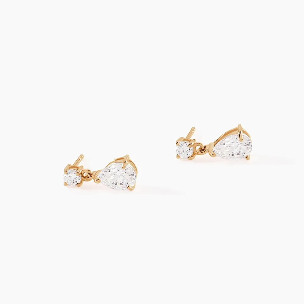 Boucles D'oreilles Pendantes Josephine Or Jaune Emeraude