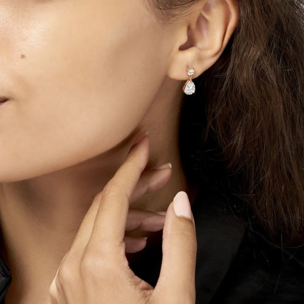 Boucles D'oreilles Pendantes Josephine Or Jaune Emeraude