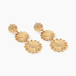 Boucles D'oreilles Pendantes Mahonia Plaqué Or Doré|Marc Orian New