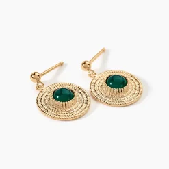 Boucles D'oreilles Pendantes Ilia Plaqué Or Jaune Verre|Marc Orian