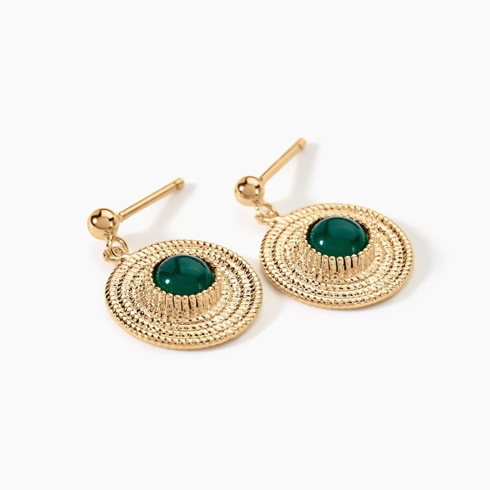 Boucles D'oreilles Pendantes Ilia Plaqué Or Jaune Verre|Marc Orian
