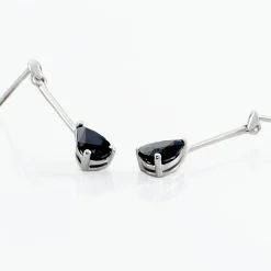 Boucles D'oreilles Pendantes Pluie D'Eclat Or Blanc Saphir