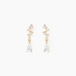 Boucles D'oreilles Pendantes Cegolene Or Jaune Oxyde De Zirconium