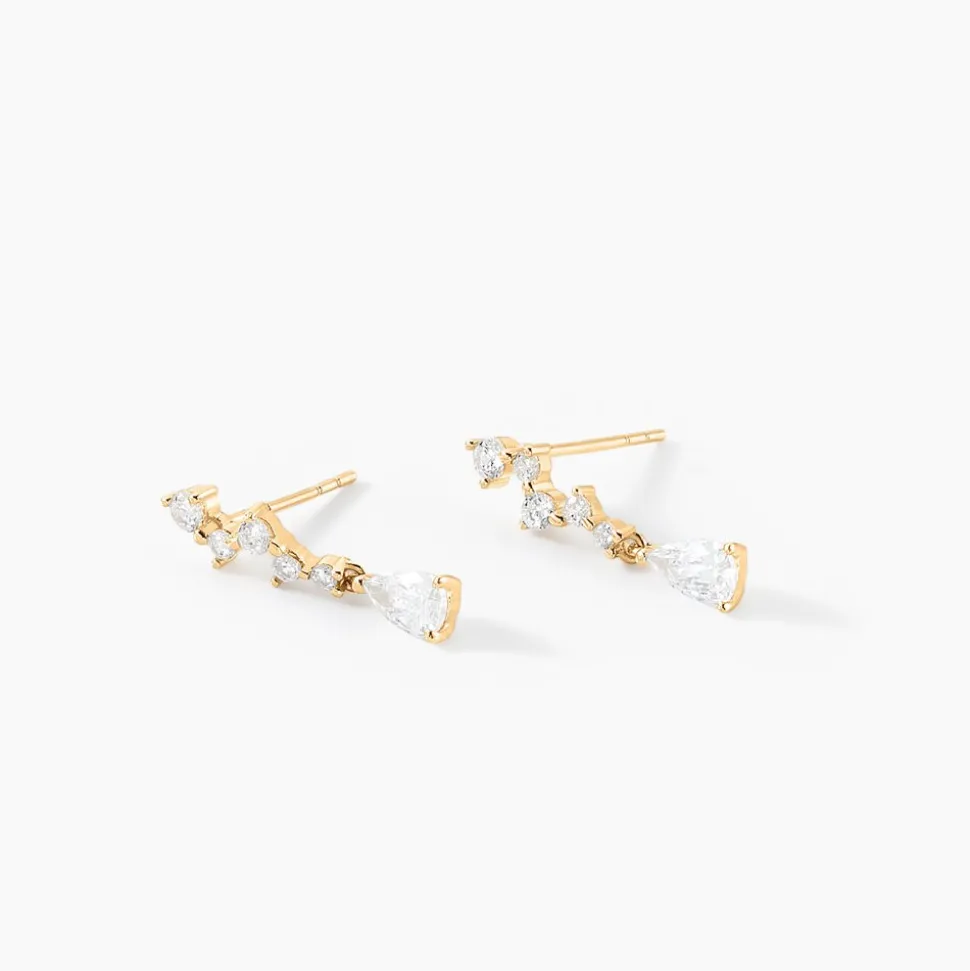 Boucles D'oreilles Pendantes Cegolene Or Jaune Oxyde De Zirconium
