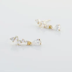 Boucles D'oreilles Pendantes Cegolene Or Jaune Oxyde De Zirconium