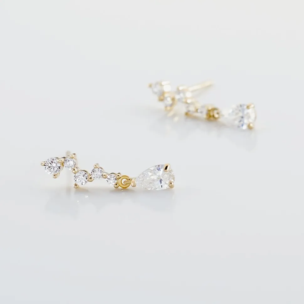 Boucles D'oreilles Pendantes Cegolene Or Jaune Oxyde De Zirconium