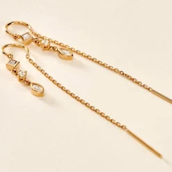 Boucles D'oreilles Pendantes Akonia Plaqué Or Jaune Oxyde De Zirconium|Marc Orian Online