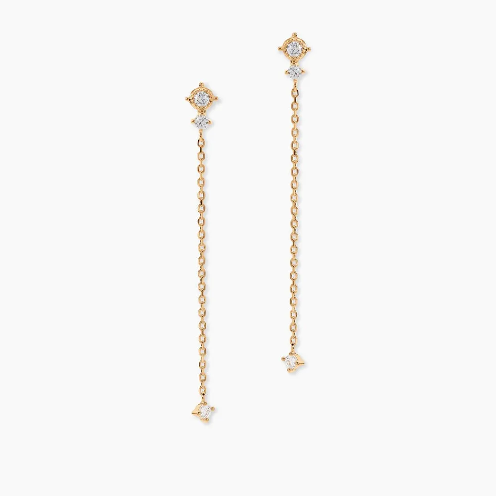 Boucles D'oreilles Pendantes éclat Perlé Plaqué Or Oxyde De Zirconium|Marc Orian