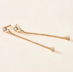 Boucles D'oreilles Pendantes éclat Perlé Plaqué Or Oxyde De Zirconium|Marc Orian