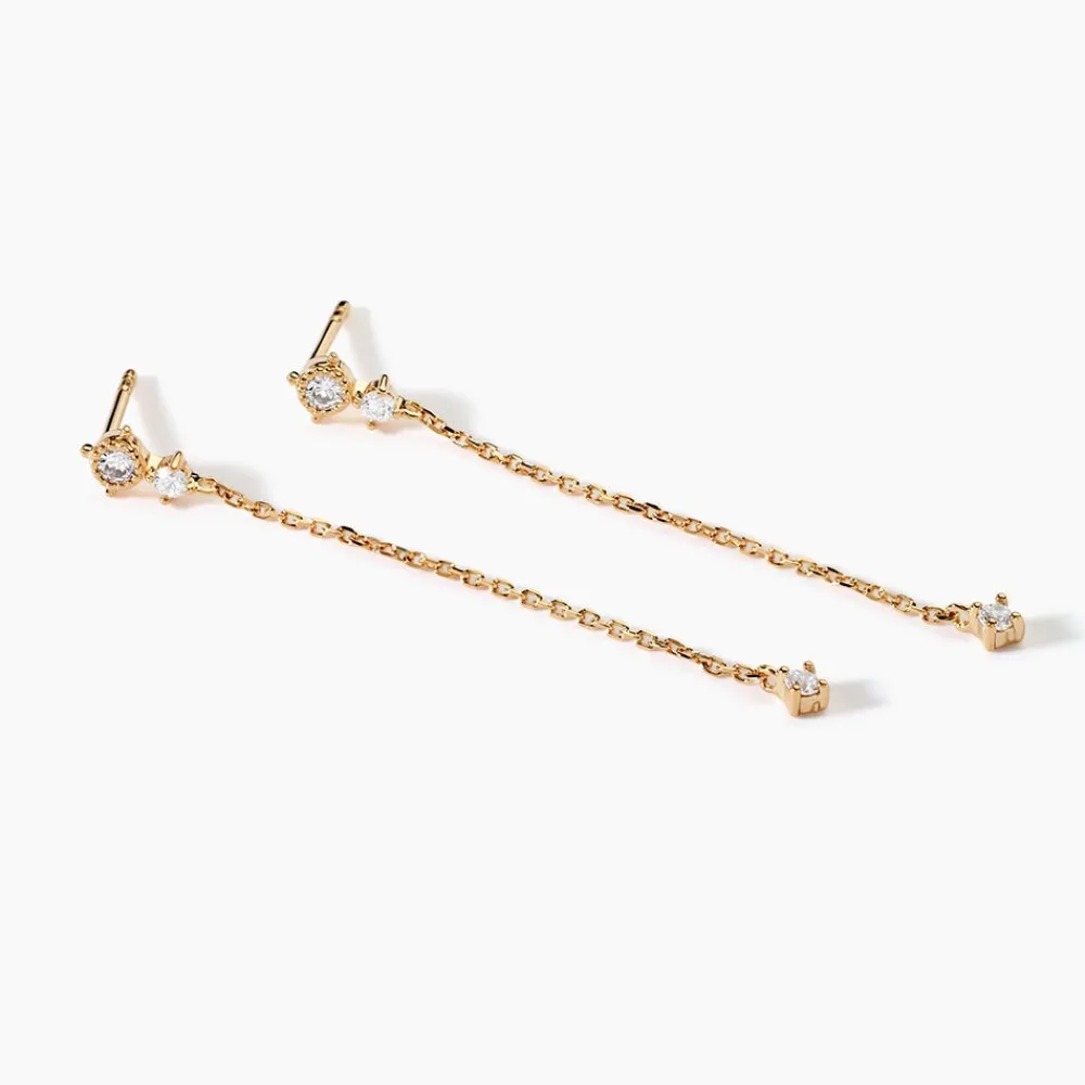 Boucles D'oreilles Pendantes éclat Perlé Plaqué Or Oxyde De Zirconium|Marc Orian