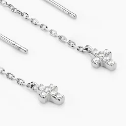 Boucles D'oreilles Pendantes Siem Argent Blanc Oxyde De Zirconium