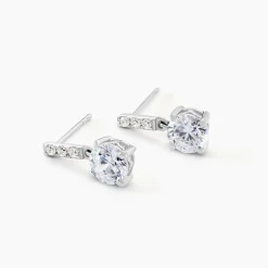 Boucles D'oreilles Pendantes Paciane Or Blanc Oxyde De Zirconium