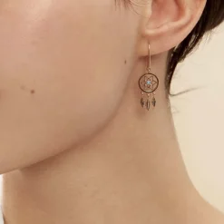 Boucles D'oreilles Pendantes Attrape Reves Plaque Or Pierre|Marc Orian Hot