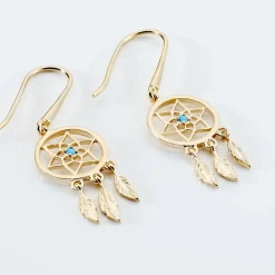 Boucles D'oreilles Pendantes Attrape Reves Plaque Or Pierre|Marc Orian Hot