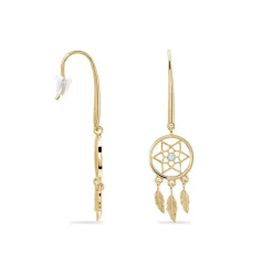 Boucles D'oreilles Pendantes Attrape Reves Plaque Or Pierre|Marc Orian Hot