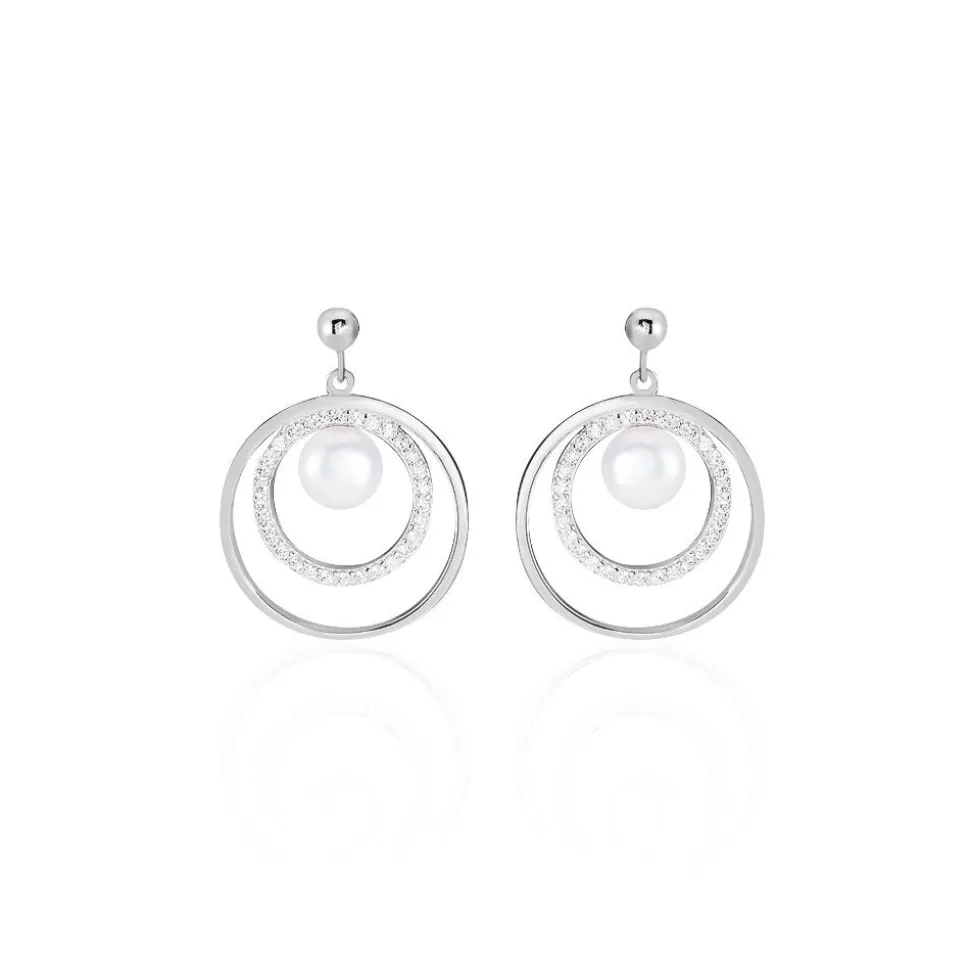 Boucles D'oreilles Pendantes Oksana Argent Perle De Culture Et Oxyde