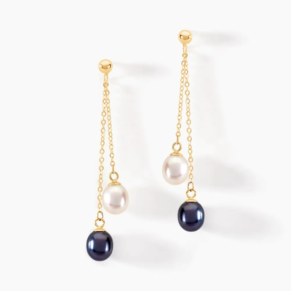 Boucles D'oreilles Pendantes Or Jaune Brayann Perles De Culture|Marc Orian Clearance