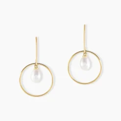 Boucles D'oreilles Pendantes Salvine Or Jaune Perle De Culture