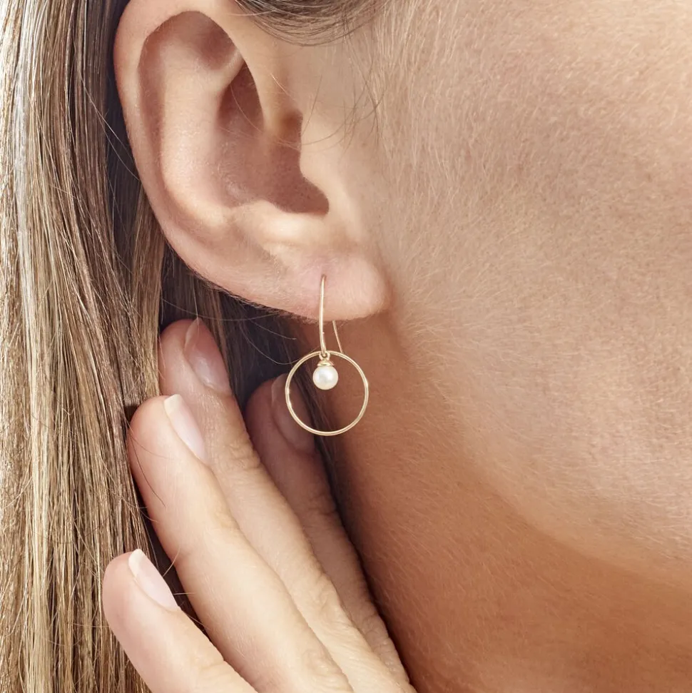 Boucles D'oreilles Pendantes Salvine Or Jaune Perle De Culture