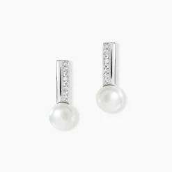 Boucles D'oreilles Pendantes Kathy Argent Perle De Culture Et Oxyde|Marc Orian