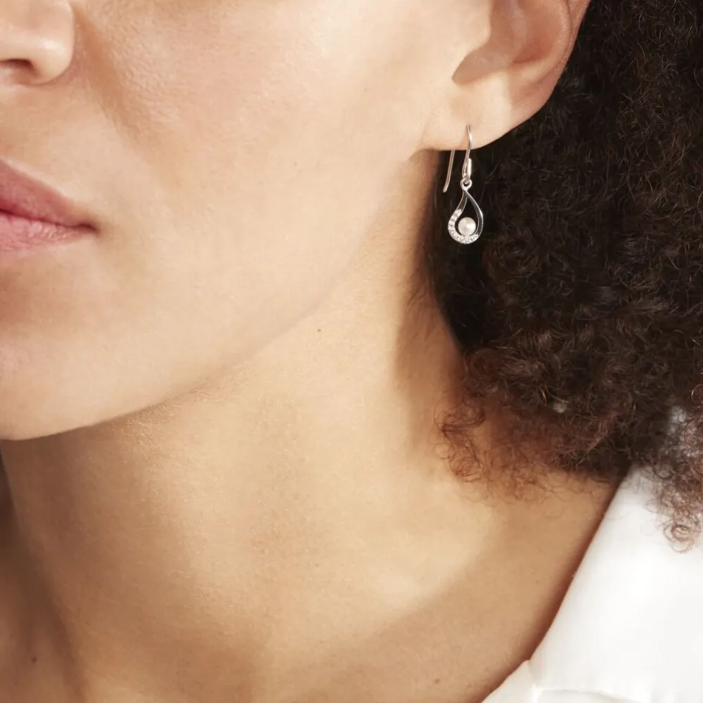 Boucles D'oreilles Pendantes Akiko Argent Perle De Culture Et Oxyde|Marc Orian Best