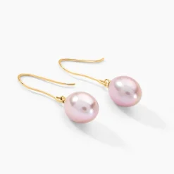 Boucles D'oreilles Pendantes Rose Or Jaune Perle De Culture|Marc Orian Hot