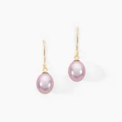 Boucles D'oreilles Pendantes Rose Or Jaune Perle De Culture|Marc Orian Hot