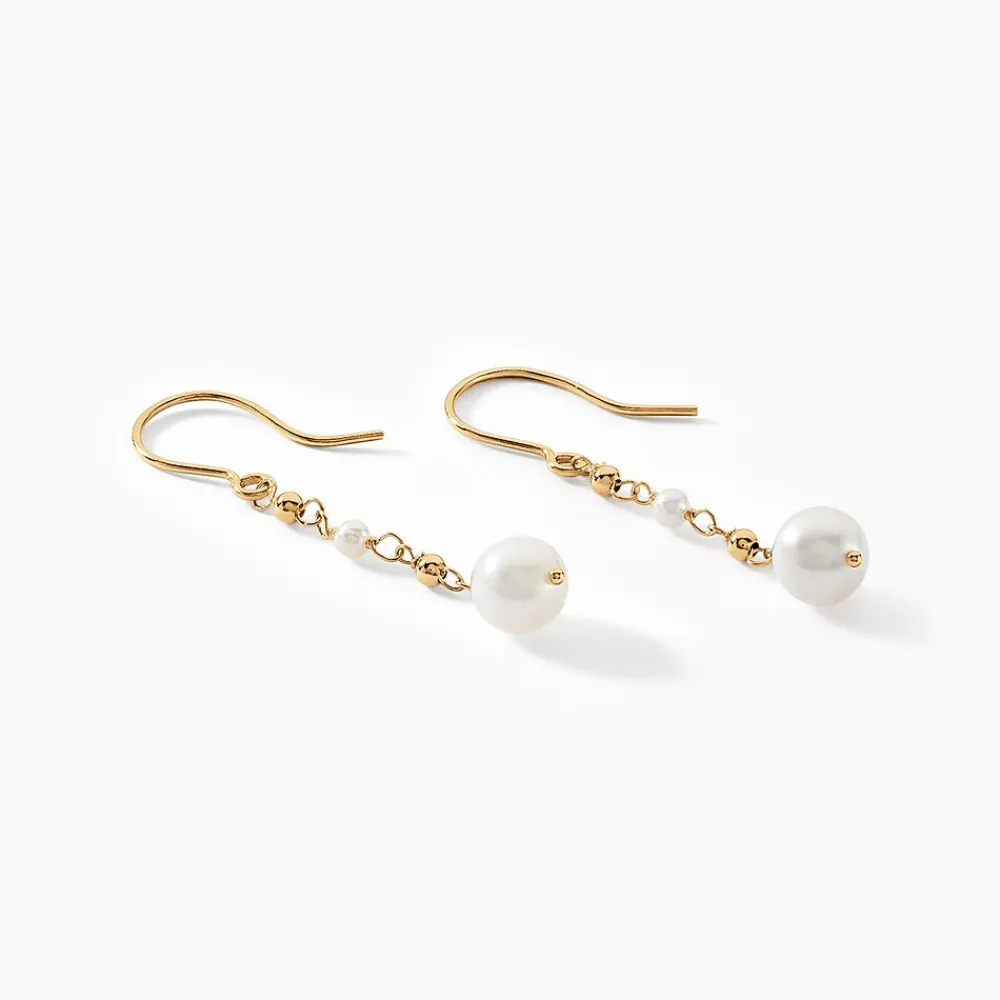 Boucles D'oreilles Pendantes Bindy Or Jaune Perle De Culture|Marc Orian Discount