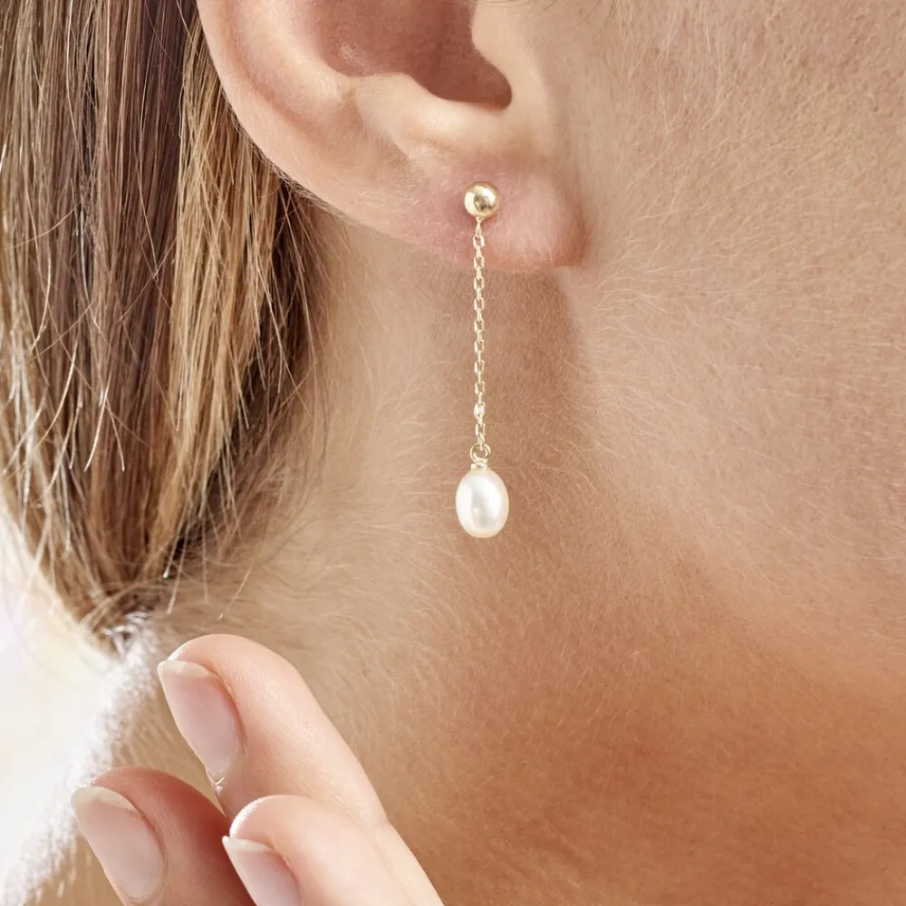 Boucles D'oreilles Pendantes Adriette Or Jaune Perle De Culture|Marc Orian Hot