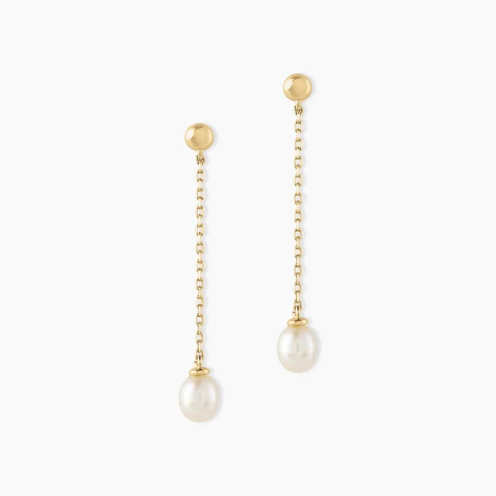 Boucles D'oreilles Pendantes Adriette Or Jaune Perle De Culture|Marc Orian Hot