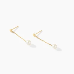 Boucles D'oreilles Pendantes Adriette Or Jaune Perle De Culture|Marc Orian Hot