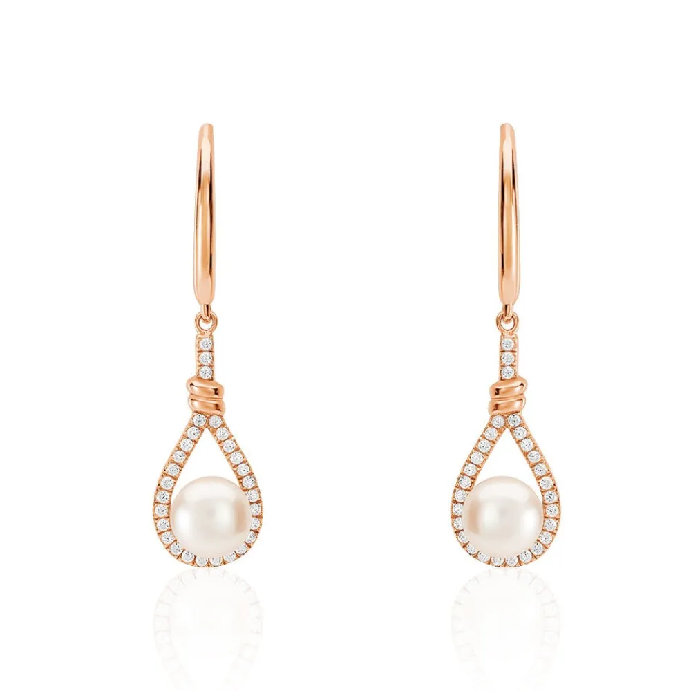 Boucles D'oreilles Pendantes Majida Argent Perle De Culture Et Oxyde|Marc Orian