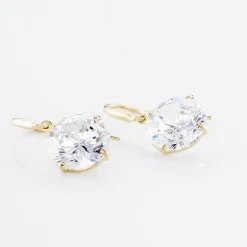 Boucles D'oreilles Pendantes Oxyde Rond Or Jaune Oxyde De Zirconium