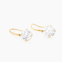 Boucles D'oreilles Pendantes Oxyde Rond Or Jaune Oxyde De Zirconium