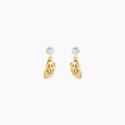 Boucles D'oreilles Pendantes Bartolomea Feuille Or Jaune Oxyde