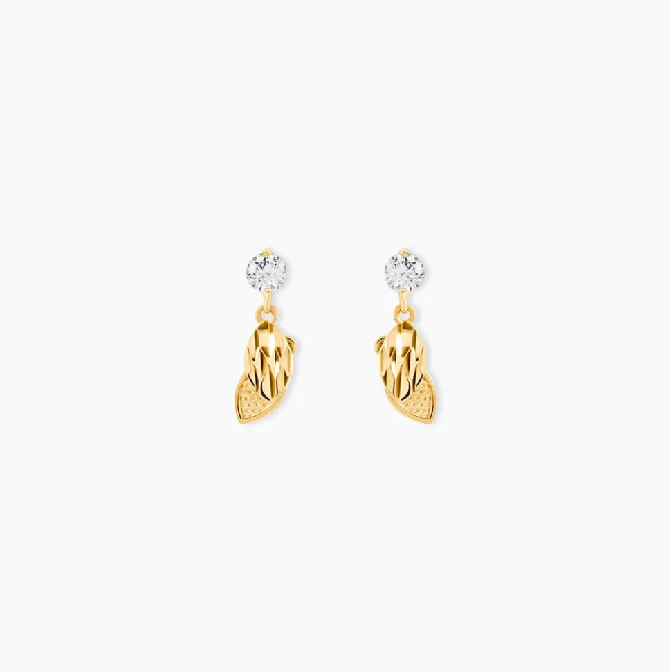 Boucles D'oreilles Pendantes Bartolomea Feuille Or Jaune Oxyde