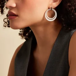 Boucles D'oreilles Pendantes Saffy Acier Blanc