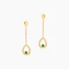 Boucles D'Oreilles Pendantes Emeria Or Jaune Emeraude
