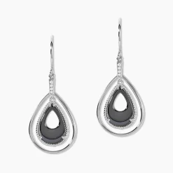 Boucles D'oreilles Pendantes Brewen Argent Blanc Céramique Et Oxyde