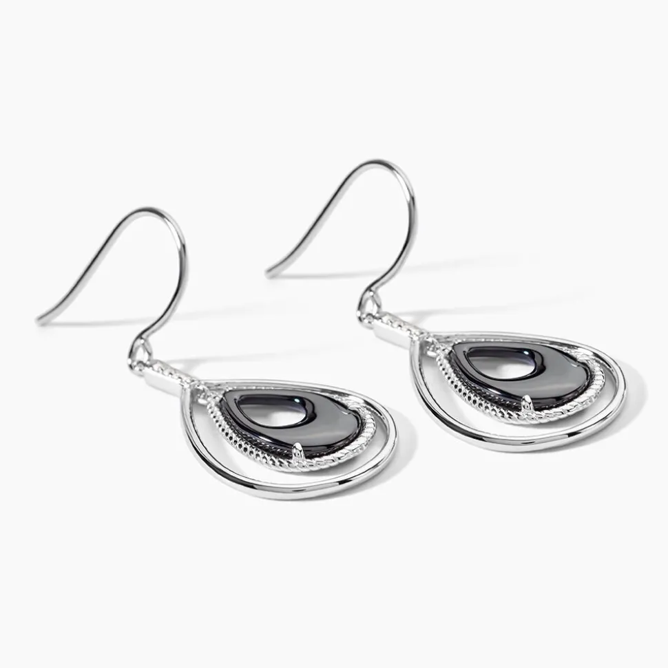Boucles D'oreilles Pendantes Brewen Argent Blanc Céramique Et Oxyde