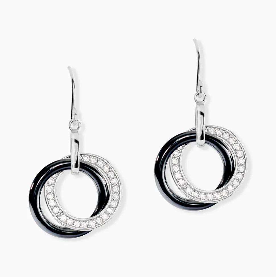 Boucles D'oreilles Pendantes Grizzel Argent Blanc Céramique Et Oxyde
