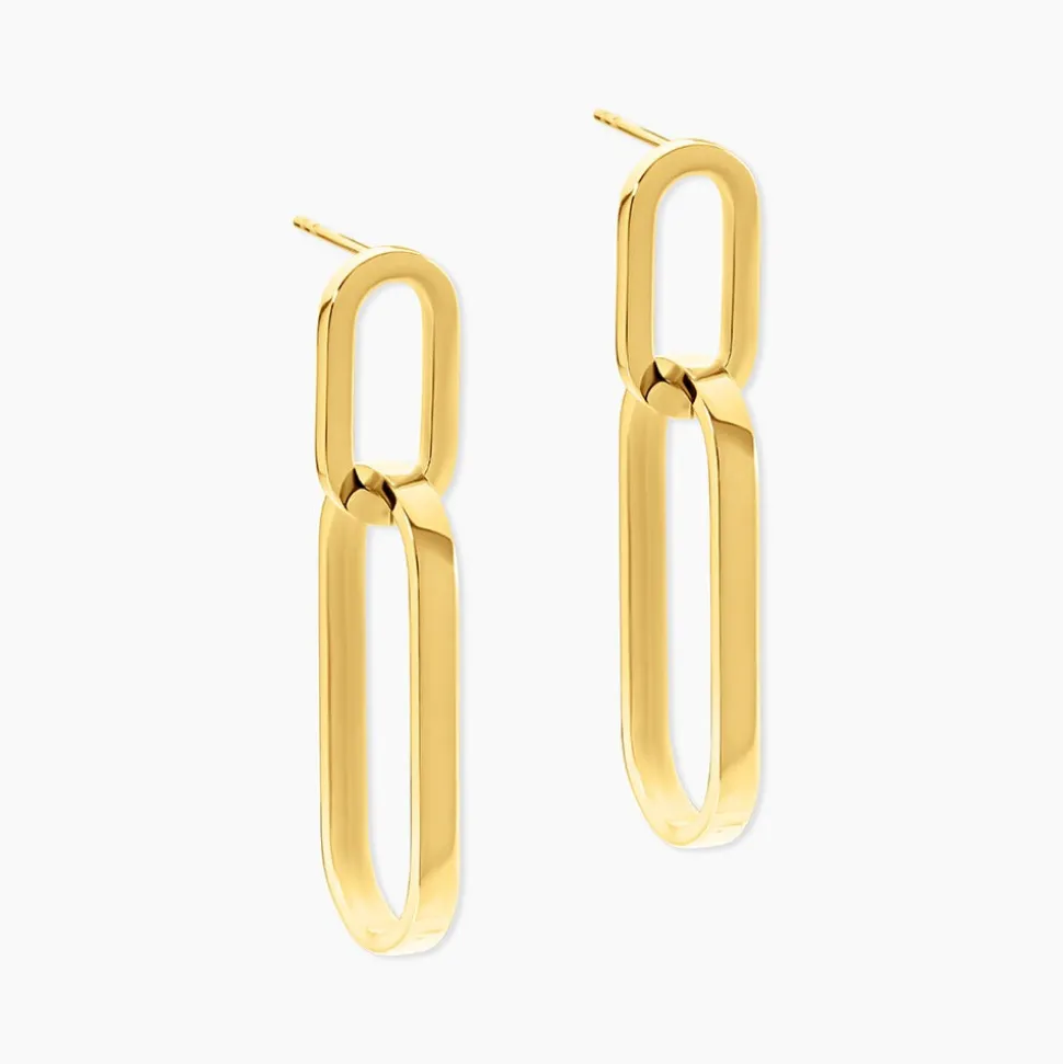 Boucles D'oreilles Pendantes Manille Acier Jaune